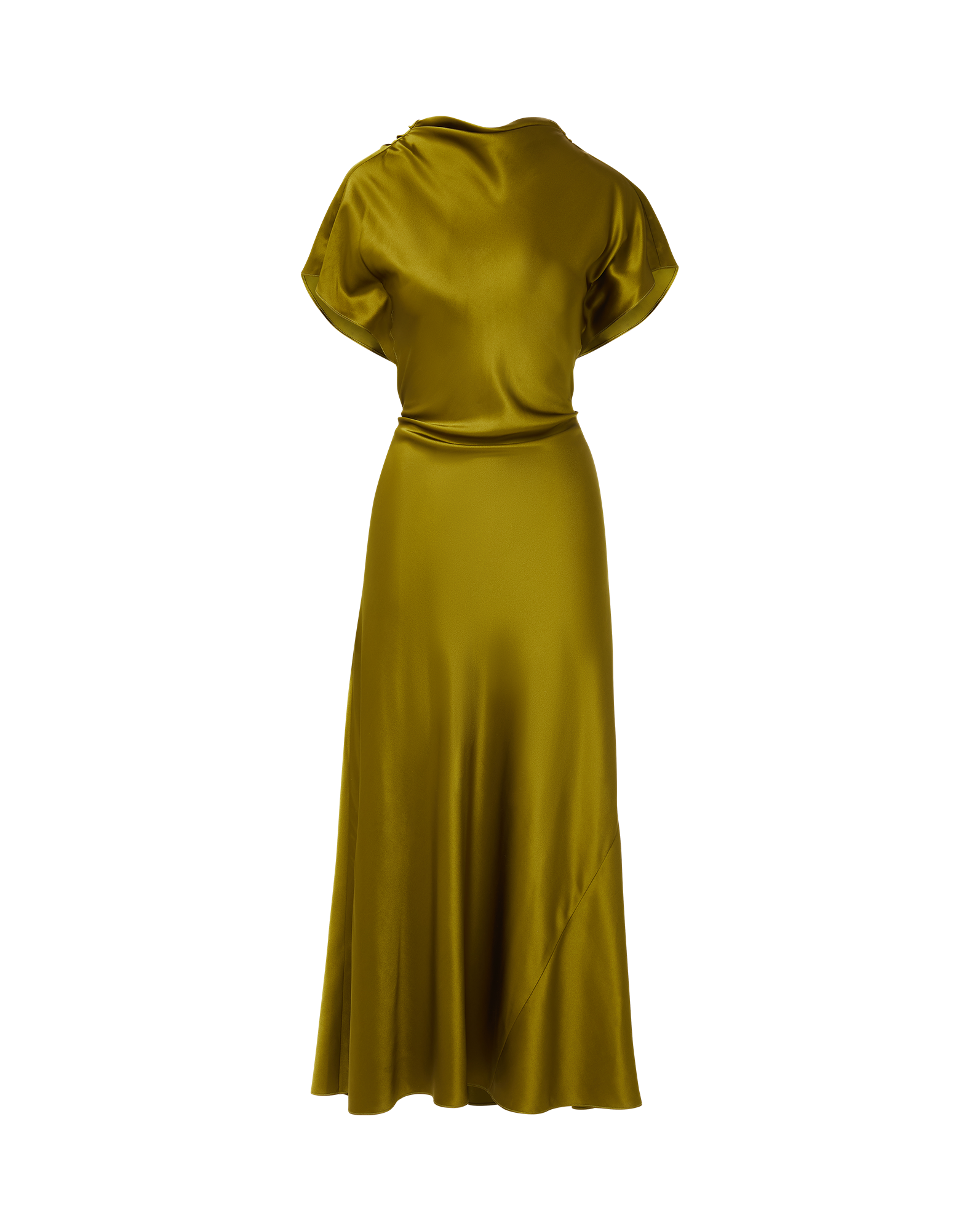 Redgrave Silk Midi Dress in Moss Green
