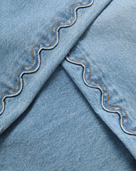 Taylor Scalloped Cropped Wide-Leg Jean in Medium Wash Denim Nova