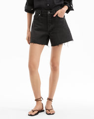Ellis Mid Rise Denim Short in Washed Black Onyx