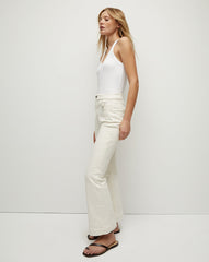 Carson Patch-Pocket Kick-Flare Jean in Ecru