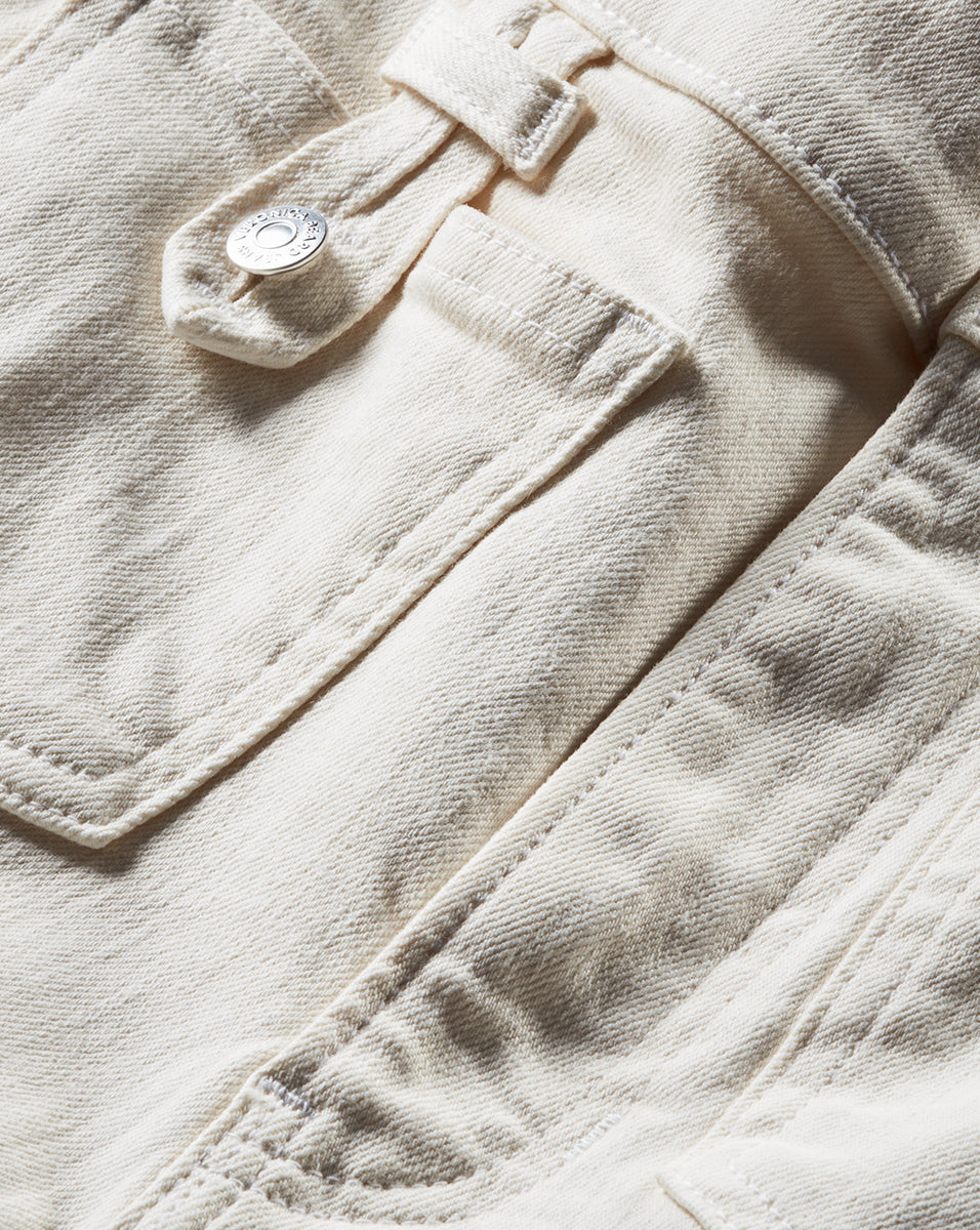 Carson Patch-Pocket Kick-Flare Jean in Ecru