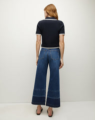 Taylor Released Hem Cropped Wide-Leg Jean in Bright Blue