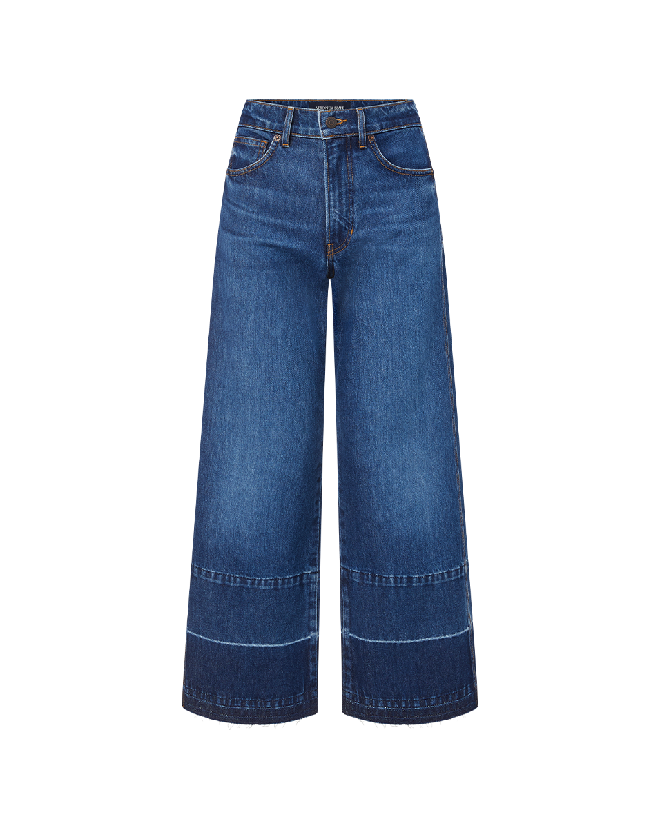 Taylor Released Hem Cropped Wide-Leg Jean in Bright Blue