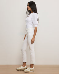 Coralee Puff-Sleeve Tee in White