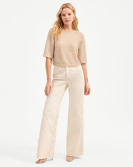 Novalie Beaded Top in Stone Khaki