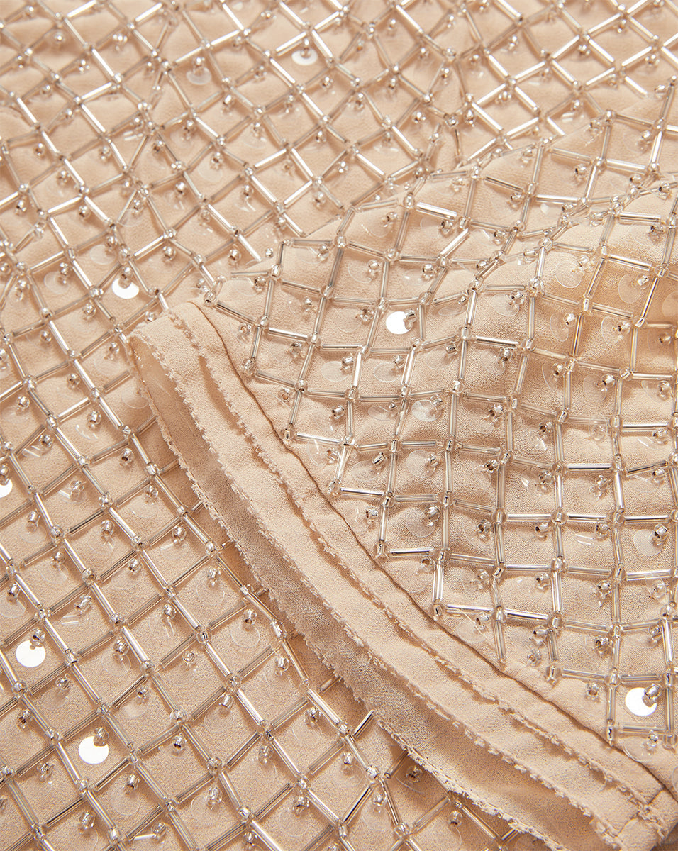 Novalie Beaded Top in Stone Khaki