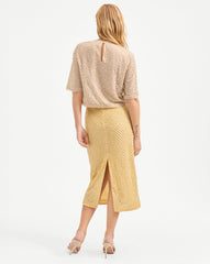 Novalie Beaded Top in Stone Khaki