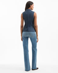 Benny Pinstripe Tailored Vest in Navy