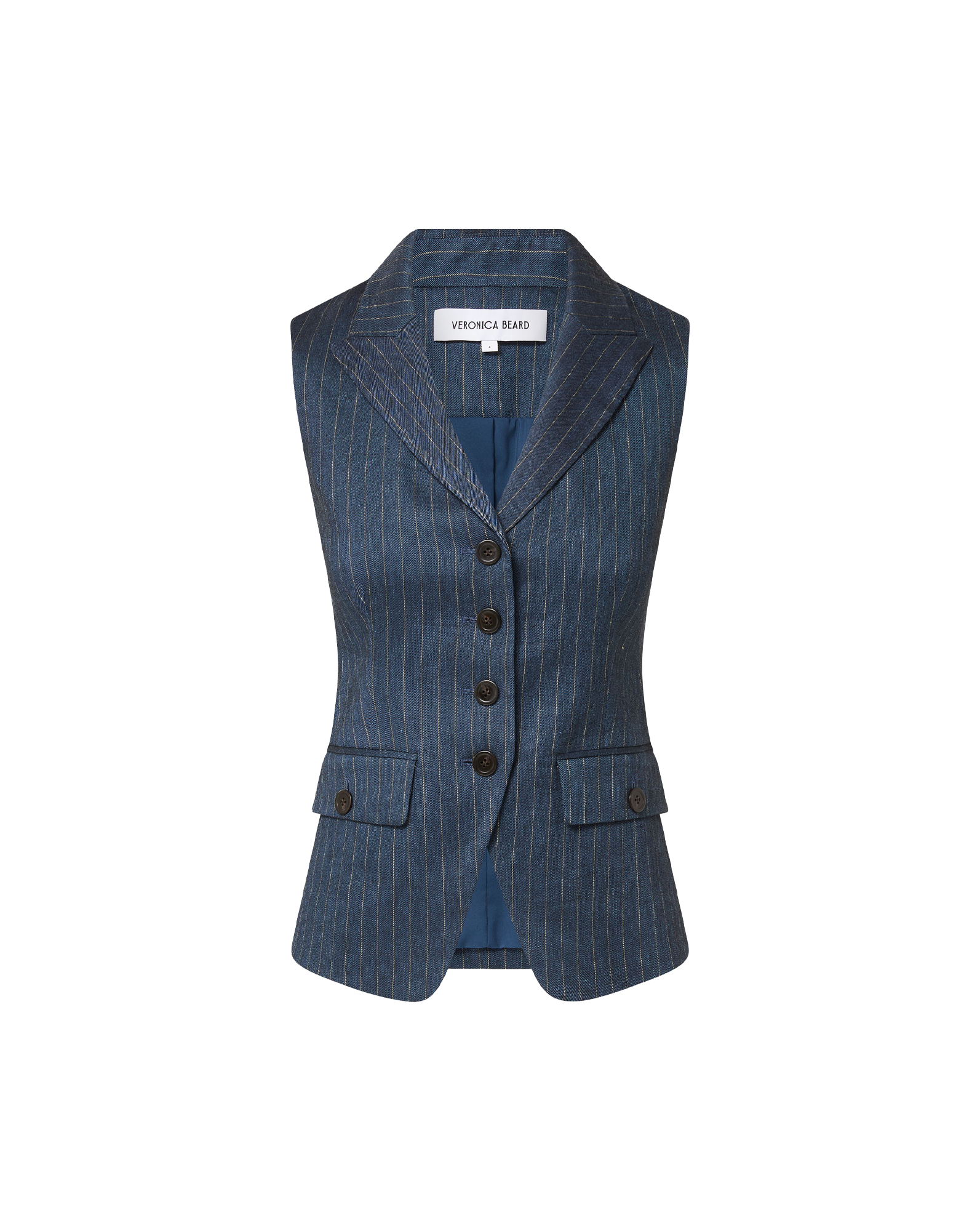 Benny Pinstripe Tailored Vest in Navy