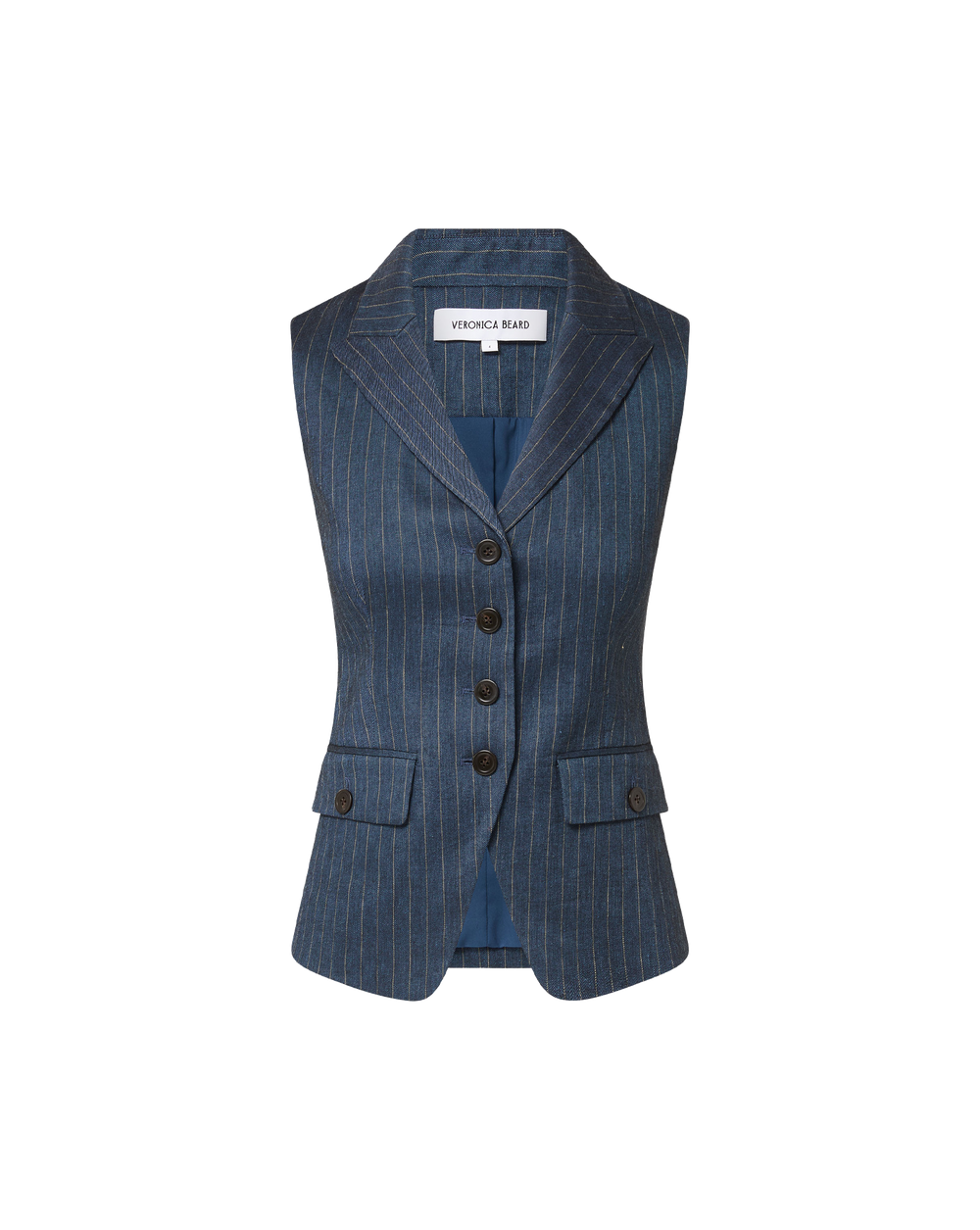 Benny Pinstripe Tailored Vest in Navy