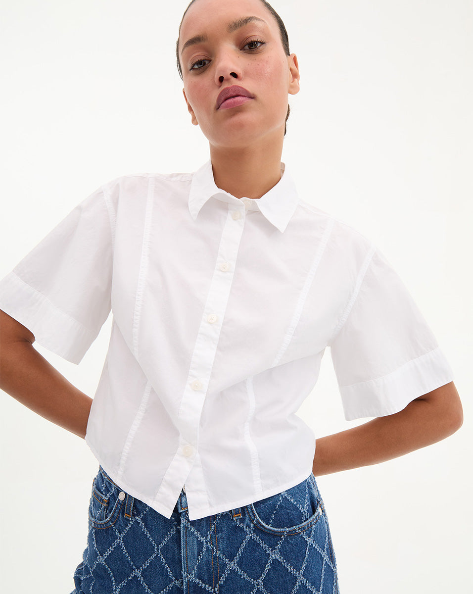 Claire Cropped Shirt in White