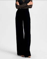 Alex Velvet Wide-Leg Pant in Black