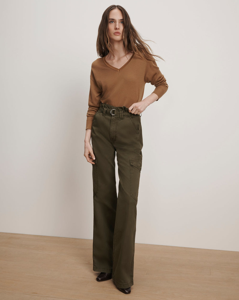 Damara Wide-Leg Cargo Pant in Khaki