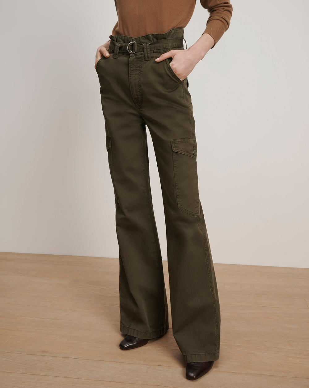 Damara Wide-Leg Cargo Pant in Khaki