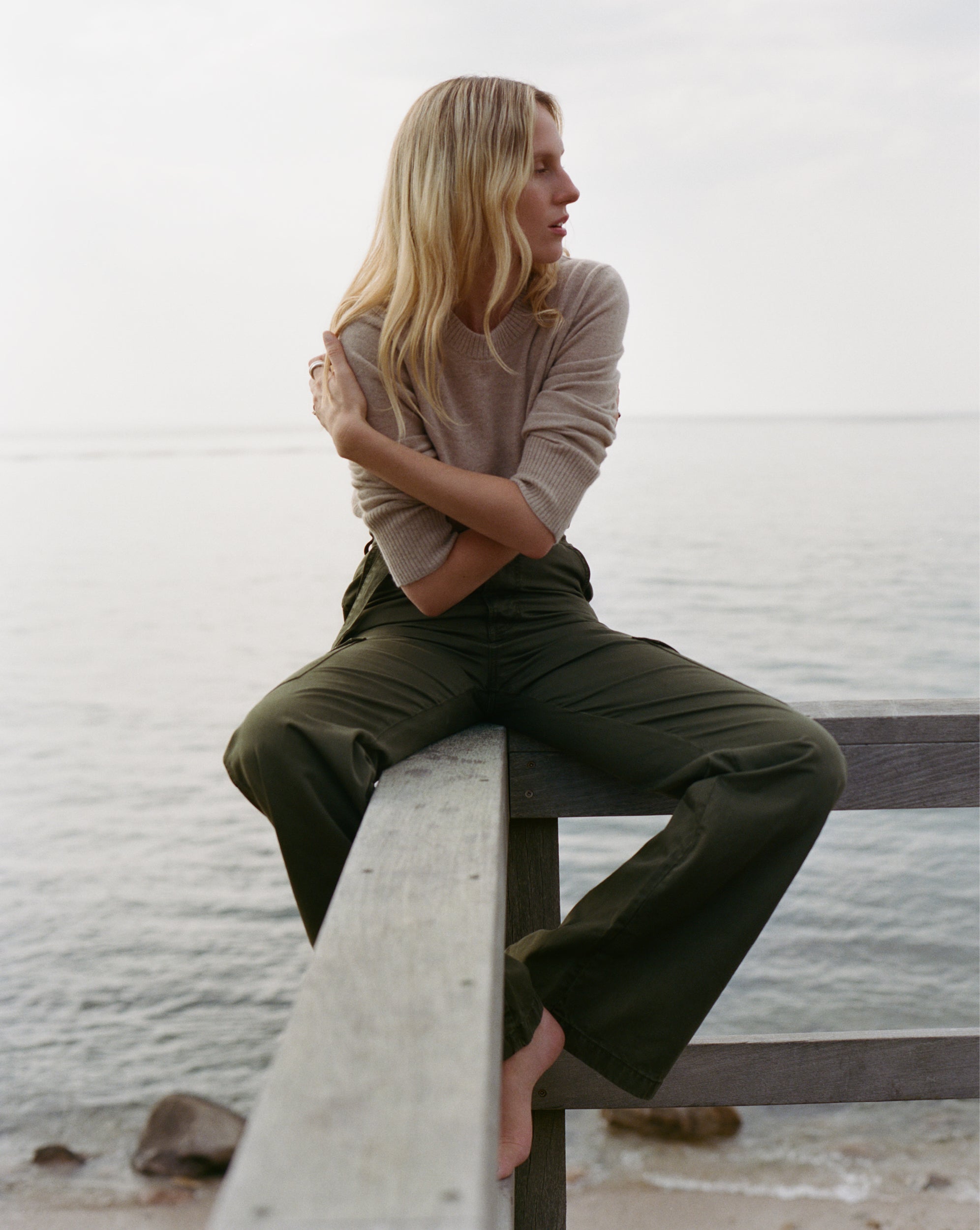 Damara Wide-Leg Cargo Pant in Khaki