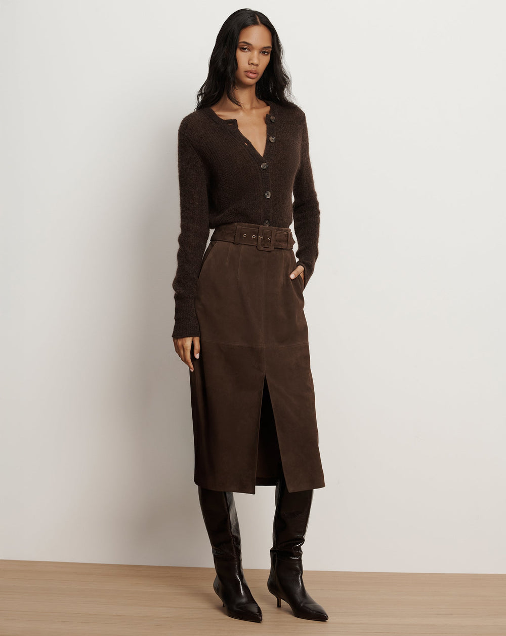 Gilmour Mohair Cardigan in Dark Brown