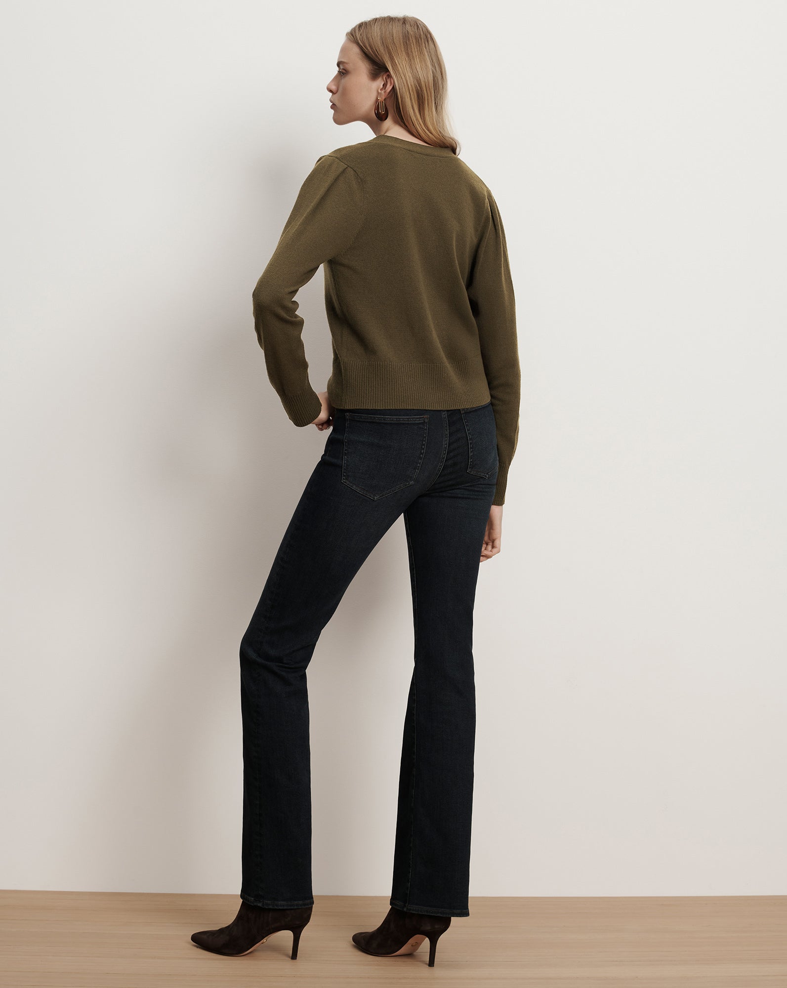 Solene Cashmere Cardigan in Green Cypress