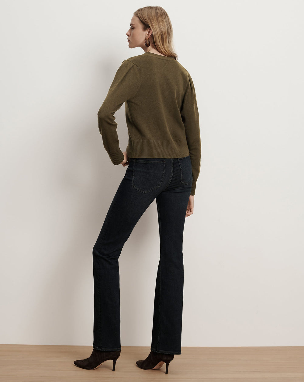 Solene Cashmere Cardigan in Green Cypress