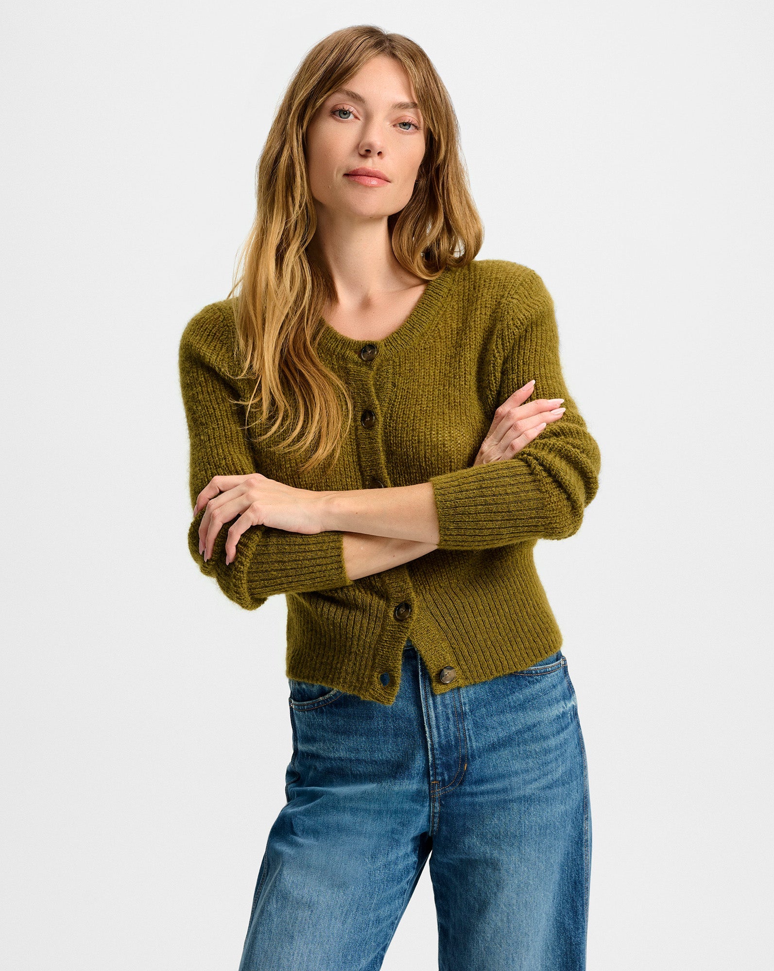 Gilmour Mohair Cardigan in Moss Green