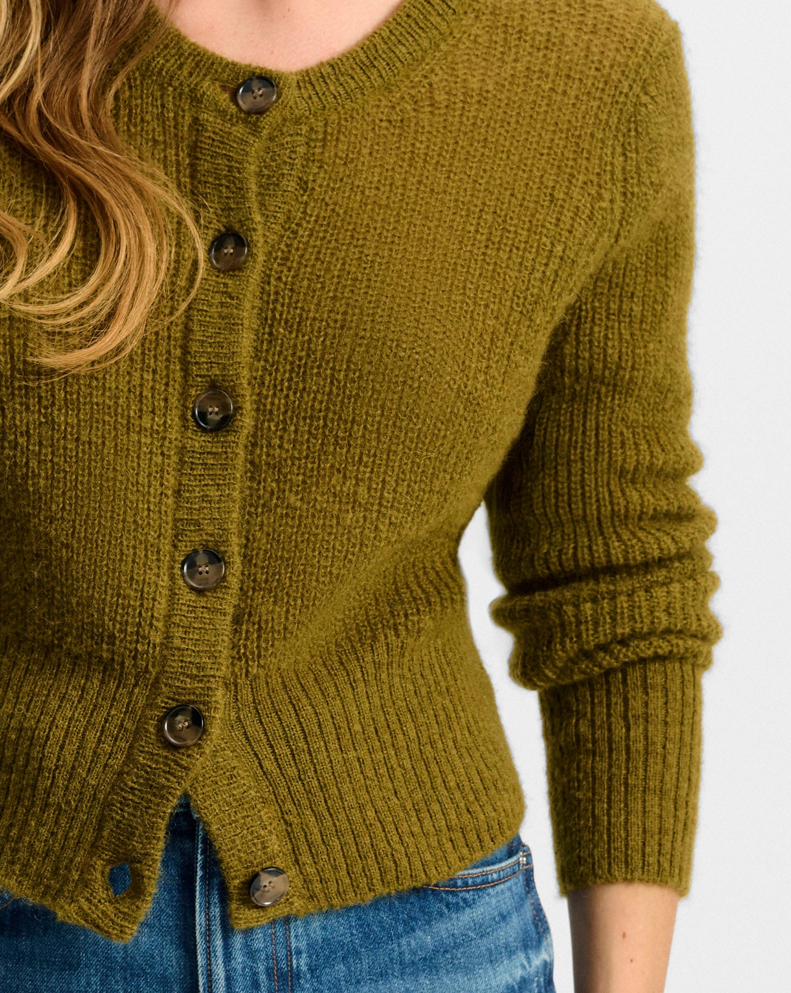 Gilmour Mohair Cardigan in Moss Green