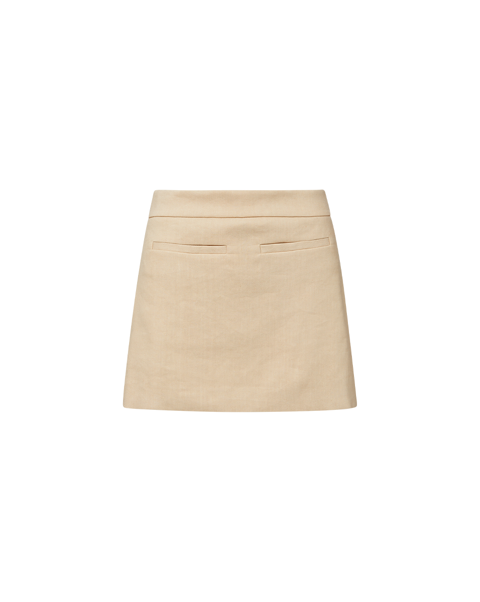 Alvara Stretch-Linen Skort in Stone Khaki Beige