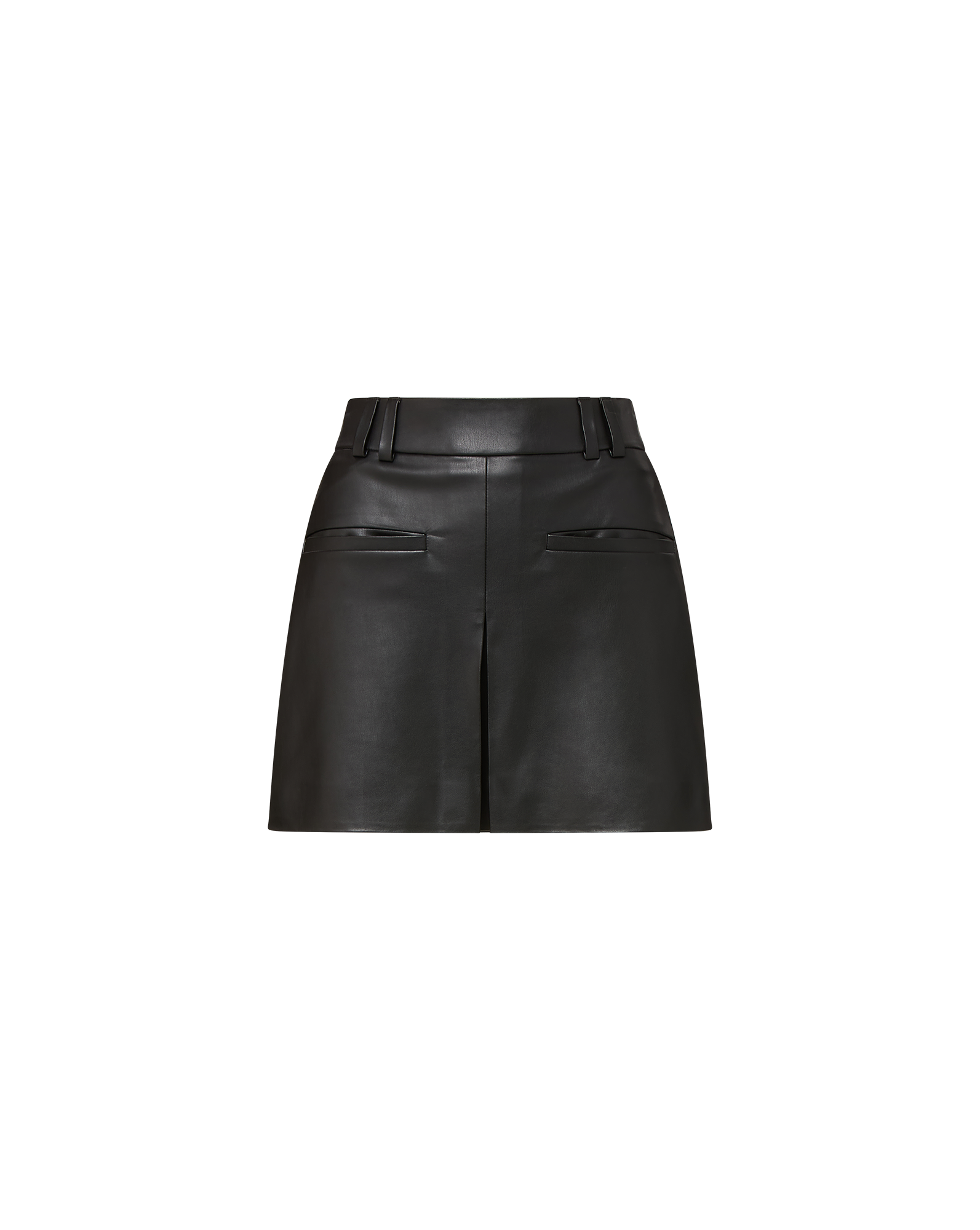 Pavaline Vegan Leather Mini Skirt in Black