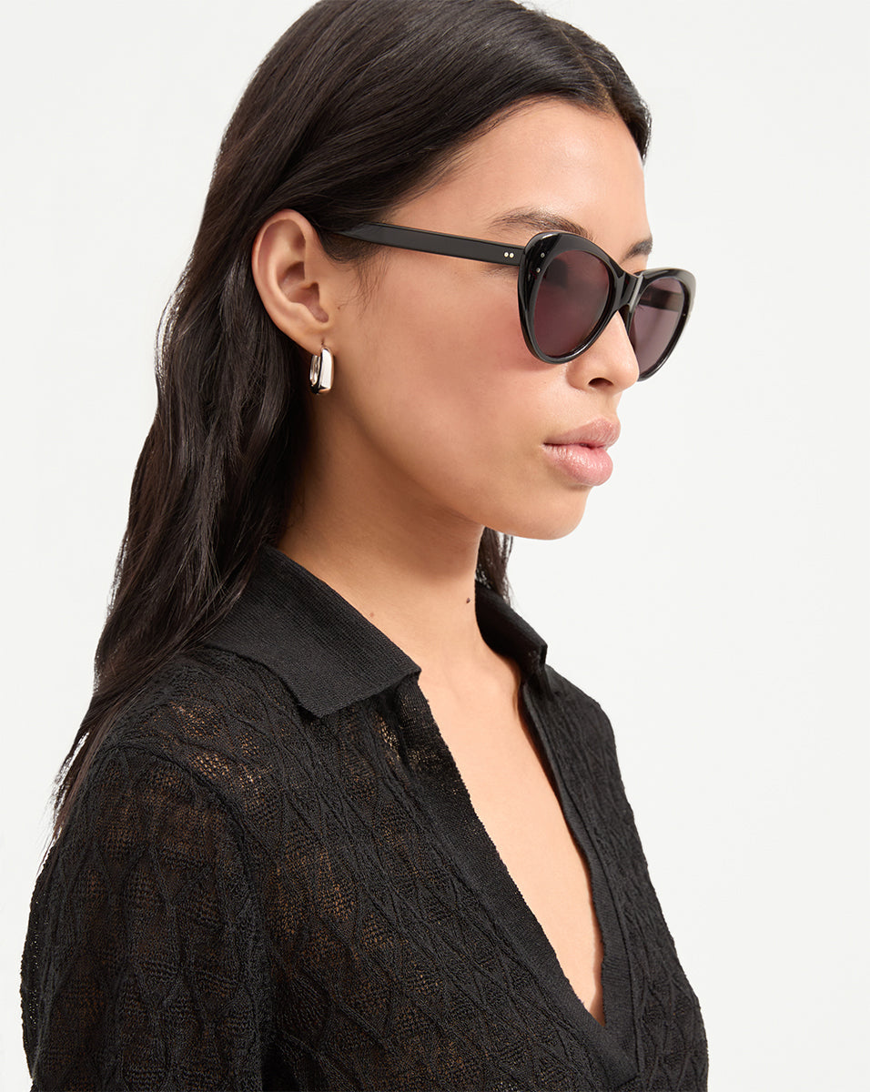 Edie Cat-Eye Sunglasses in Black