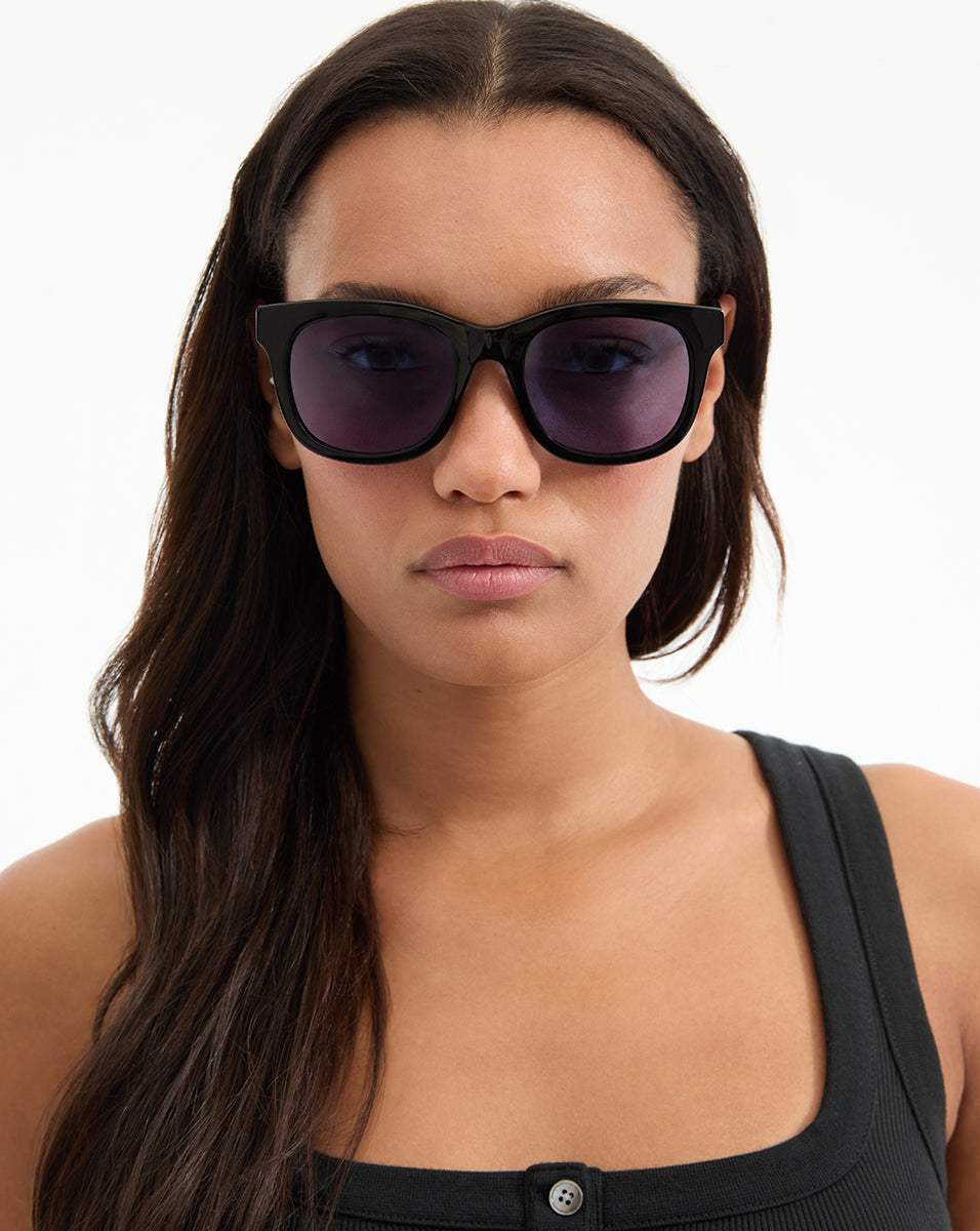Jane Square-Frame Sunglasses in Black