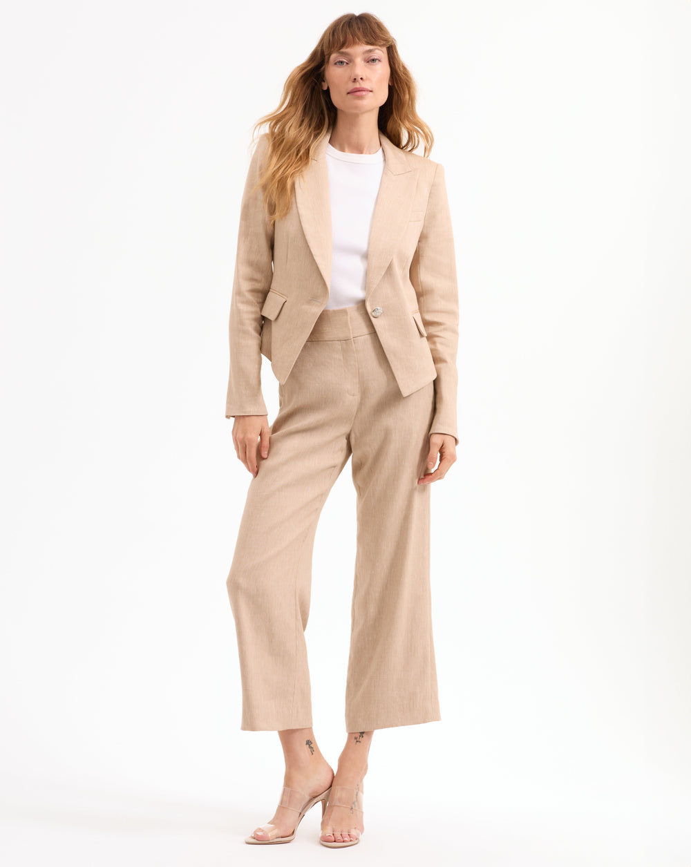 Hosanna Khaki Linen Dickey Jacket in Khaki Melange