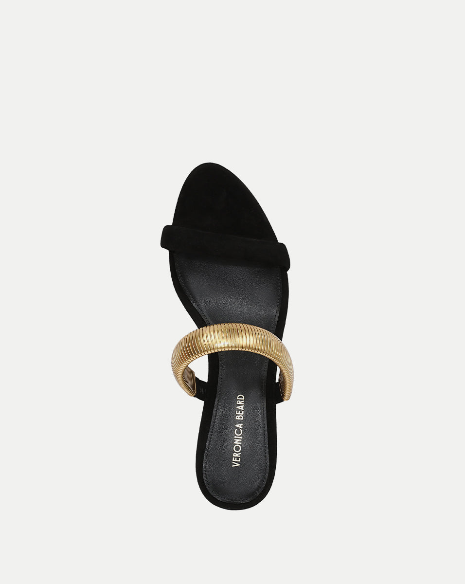 Tobin Gold Band Sandal in Black