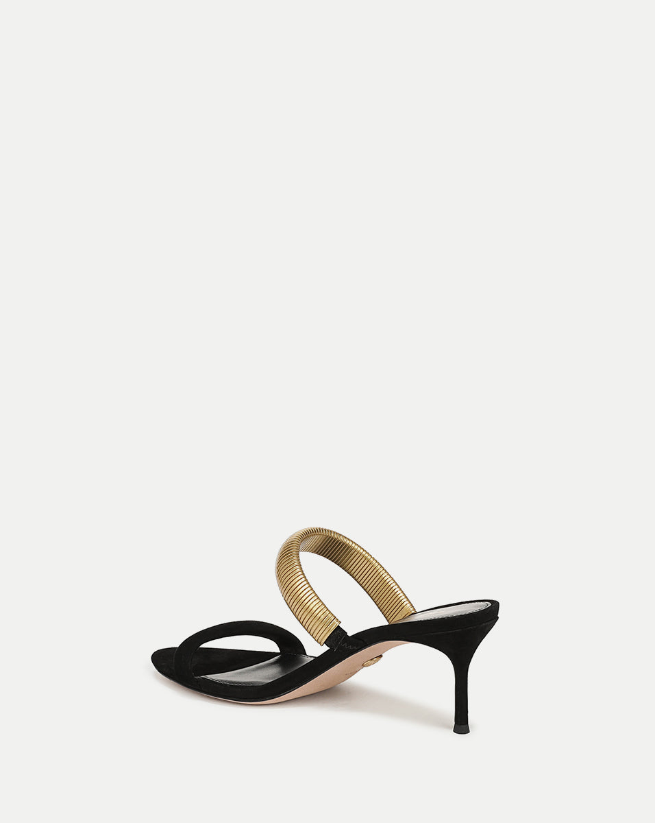 Tobin Gold Band Sandal in Black