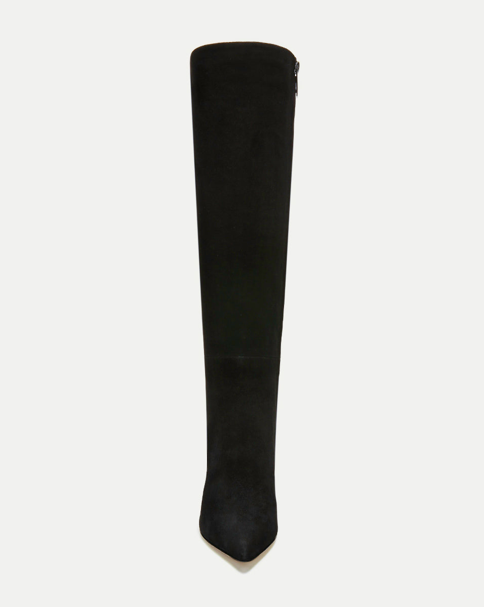 Lisa Stiletto Boot Wide-Calf in Black Suede