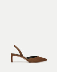 Caroline Suede Slingback Pump in Brown Hazelwood