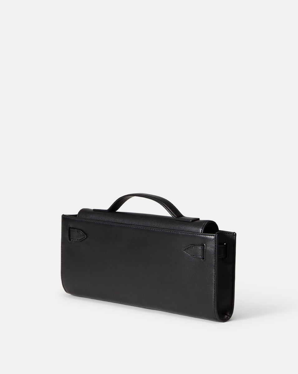 Veronica Beard Dash Clutch Bag in Black With Gold Hardware