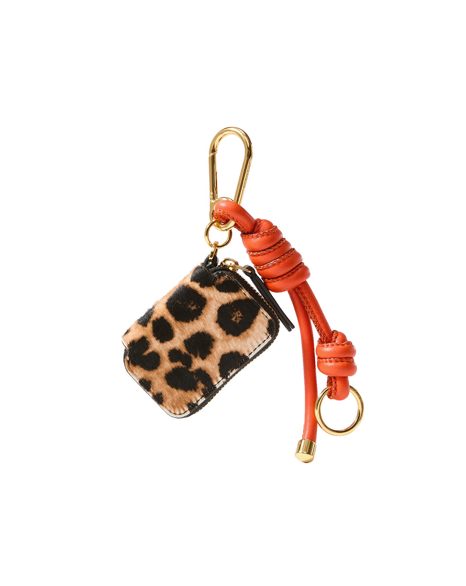 Leopard Zip Pouch Bag Charm in Orange & Gold Dark Acorn Multi