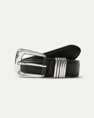 Arch Leather Belt in Black/Silver