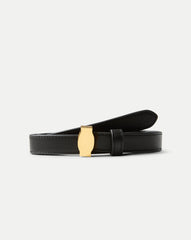 Dash Thin Leather Belt in Black