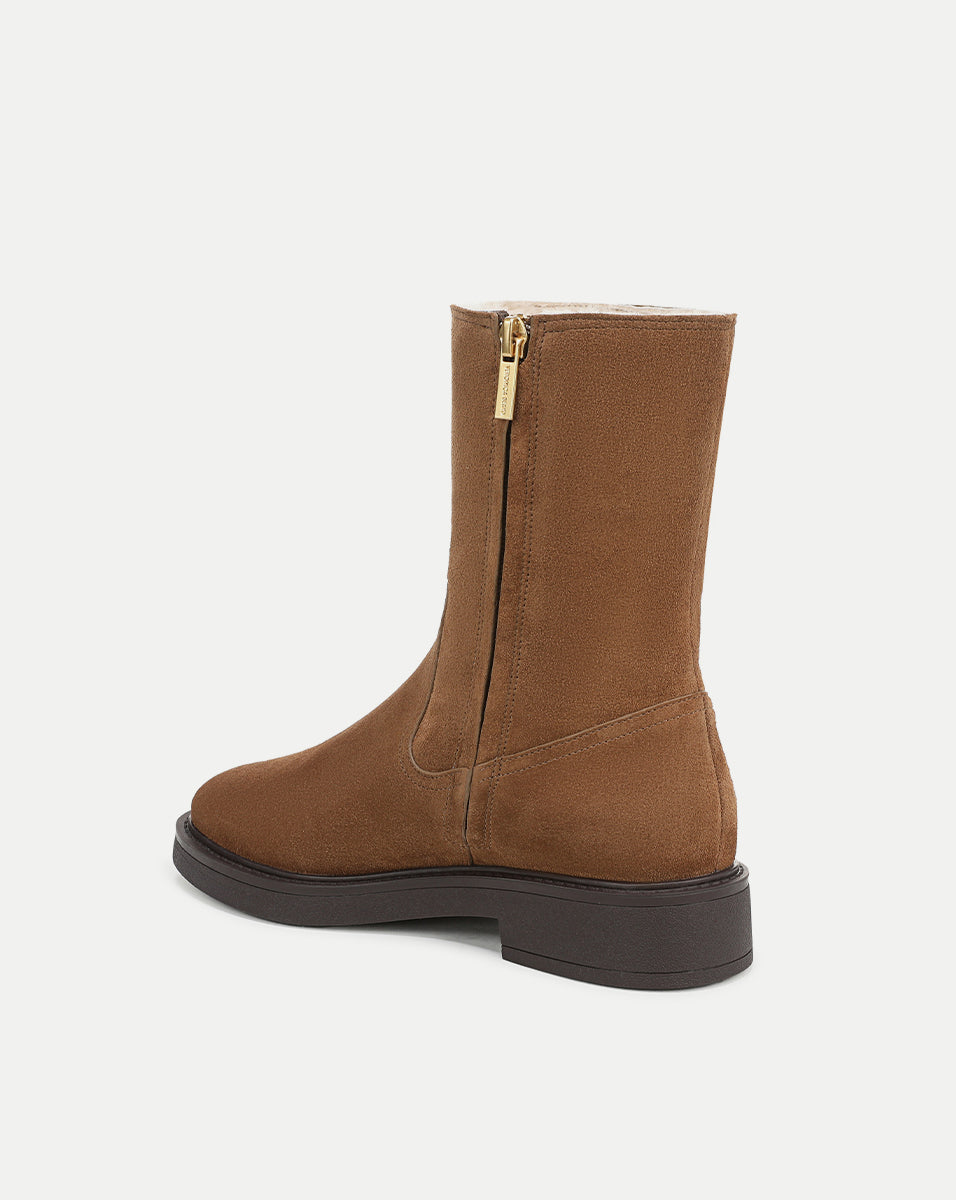 Creswell Shearling Mid-Calf Boot in Tan Suede