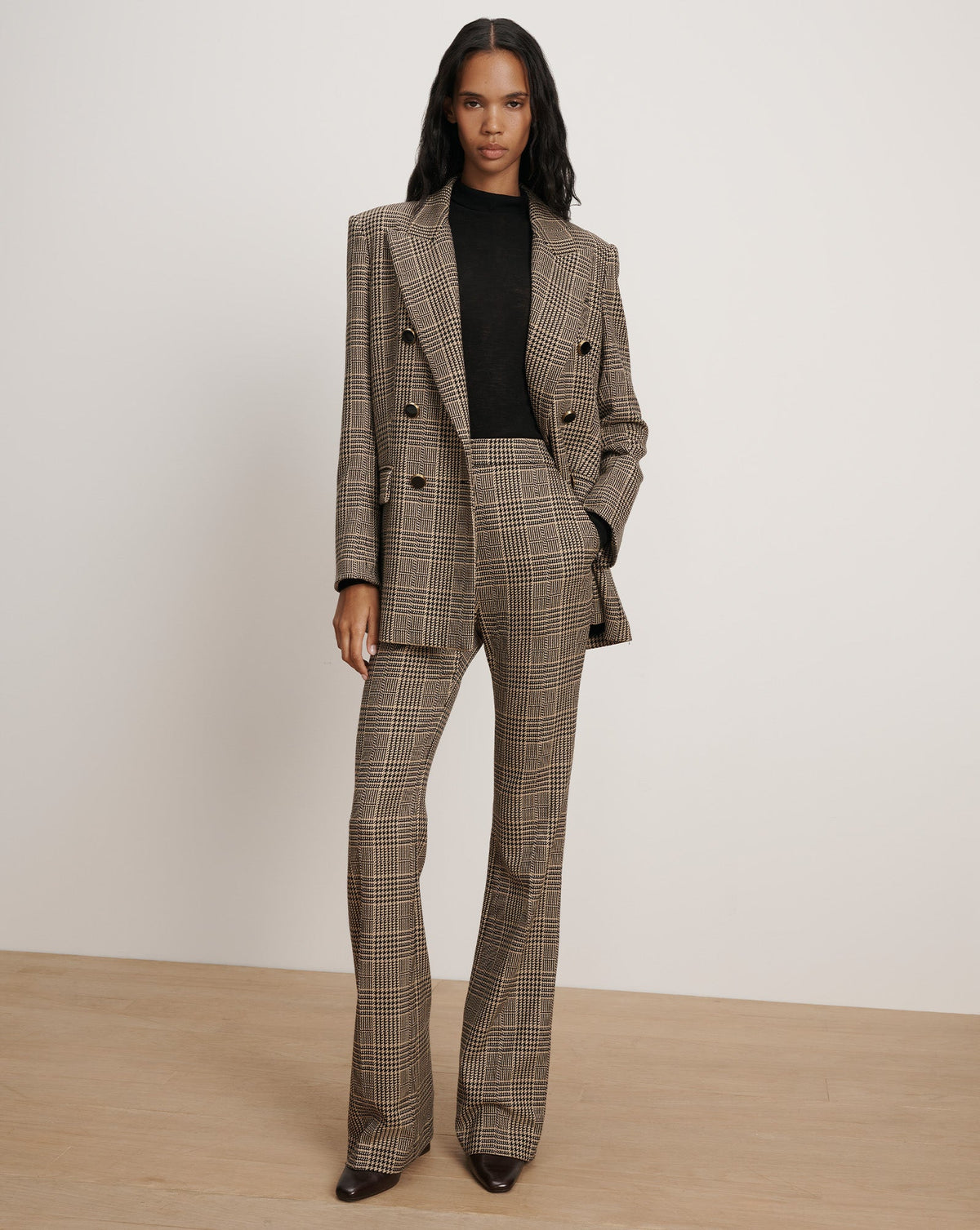 Gracie Flare Pant in Black & Beige Houndstooth