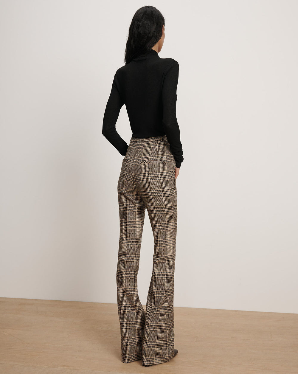 Gracie Flare Pant in Black & Beige Houndstooth