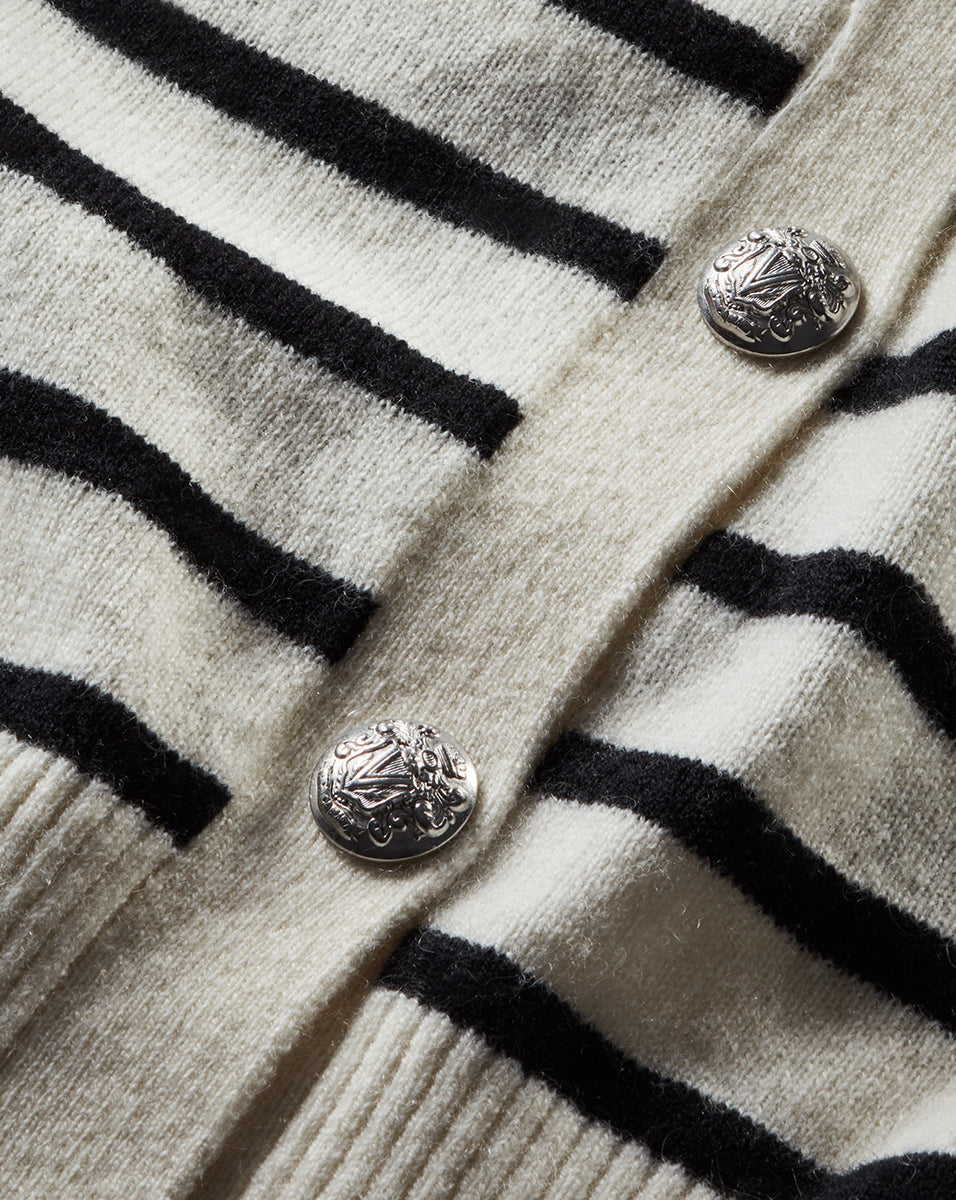 Cheshire Cashmere Cardigan in Off-White/Black