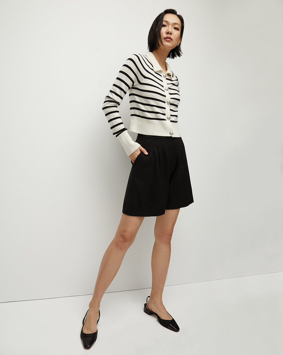 Cheshire Cashmere Cardigan in Off-White/Black