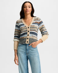 Cecily Striped Cardigan in Blue & Brown