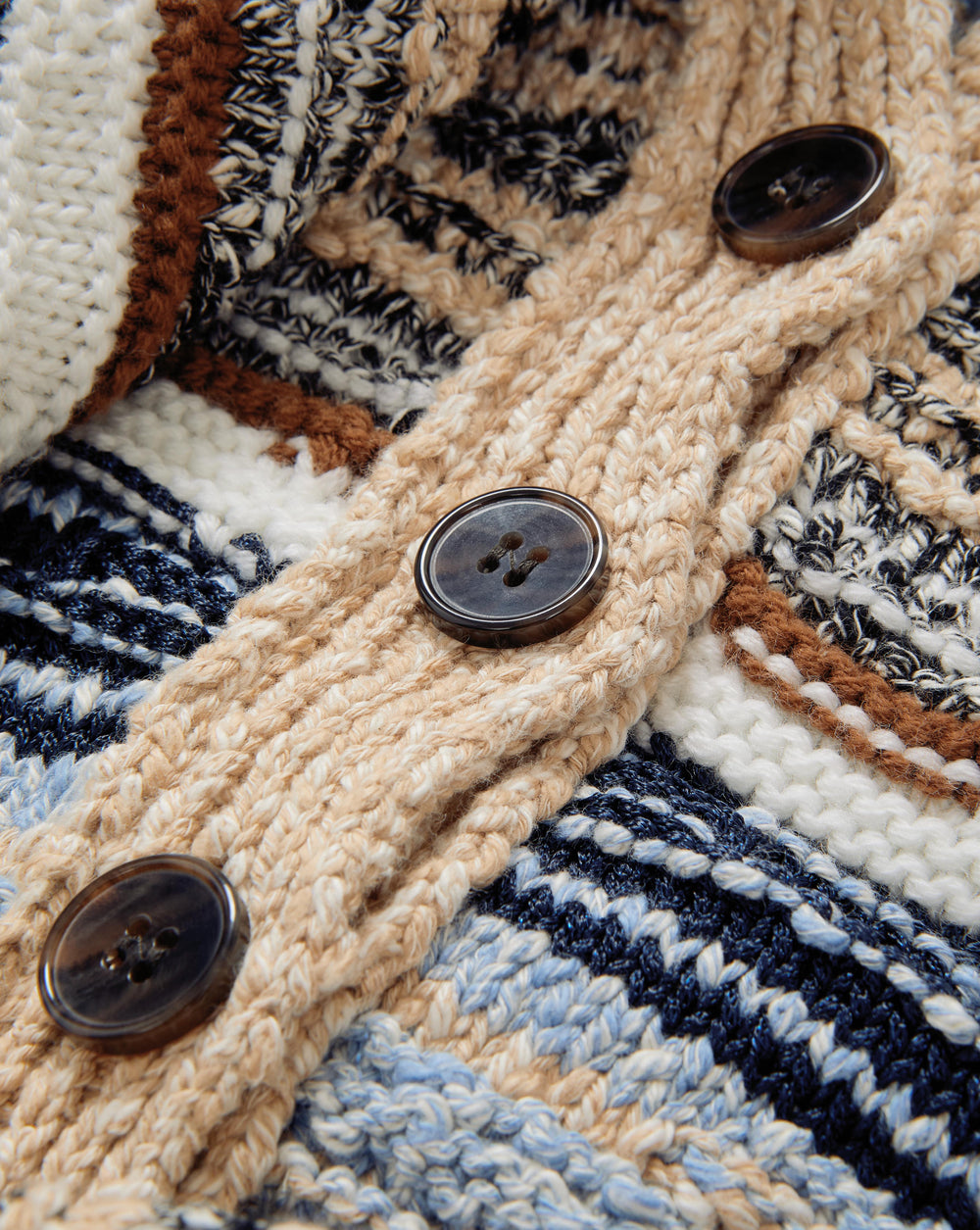 Cecily Striped Cardigan in Blue & Brown