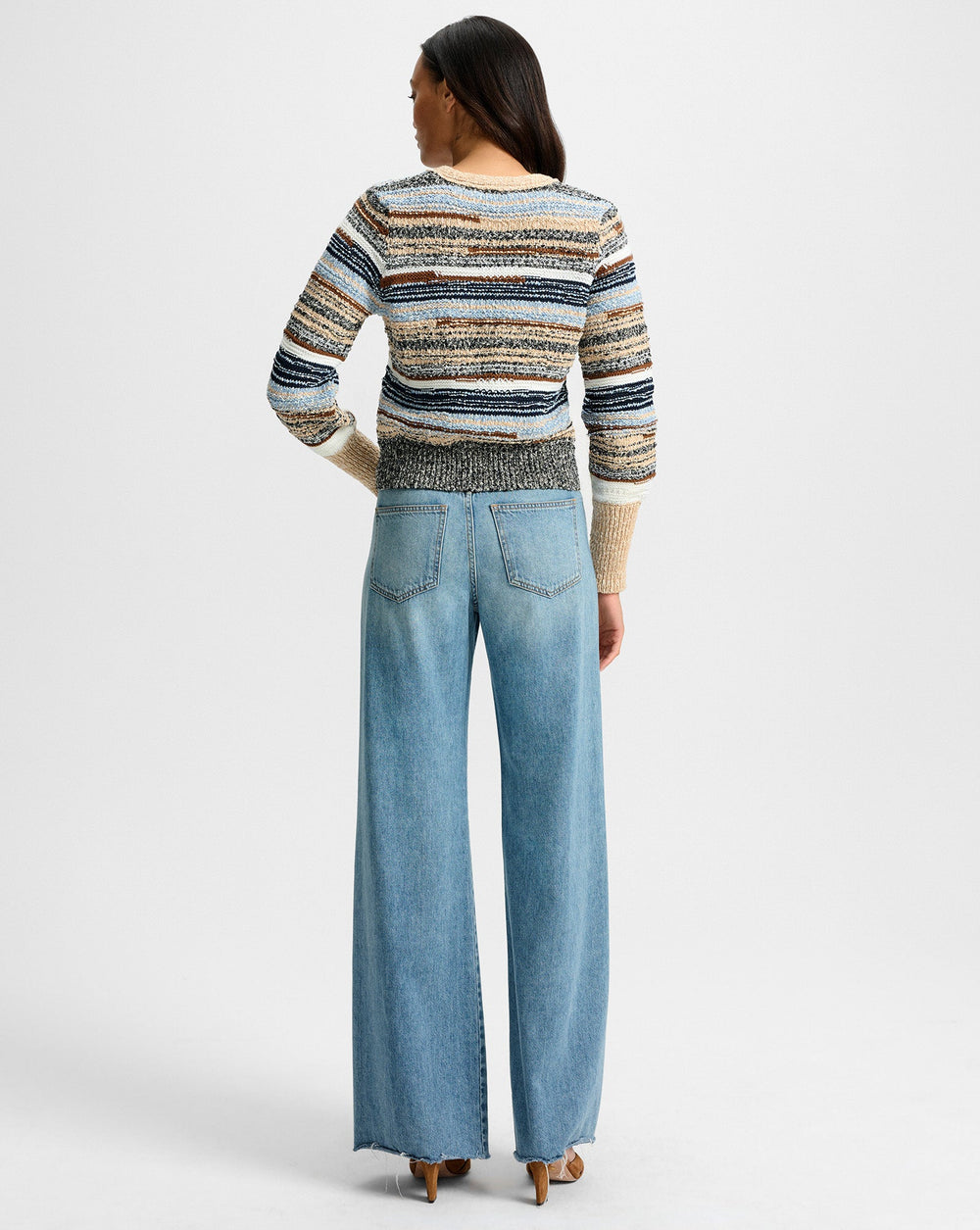 Cecily Striped Cardigan in Blue & Brown