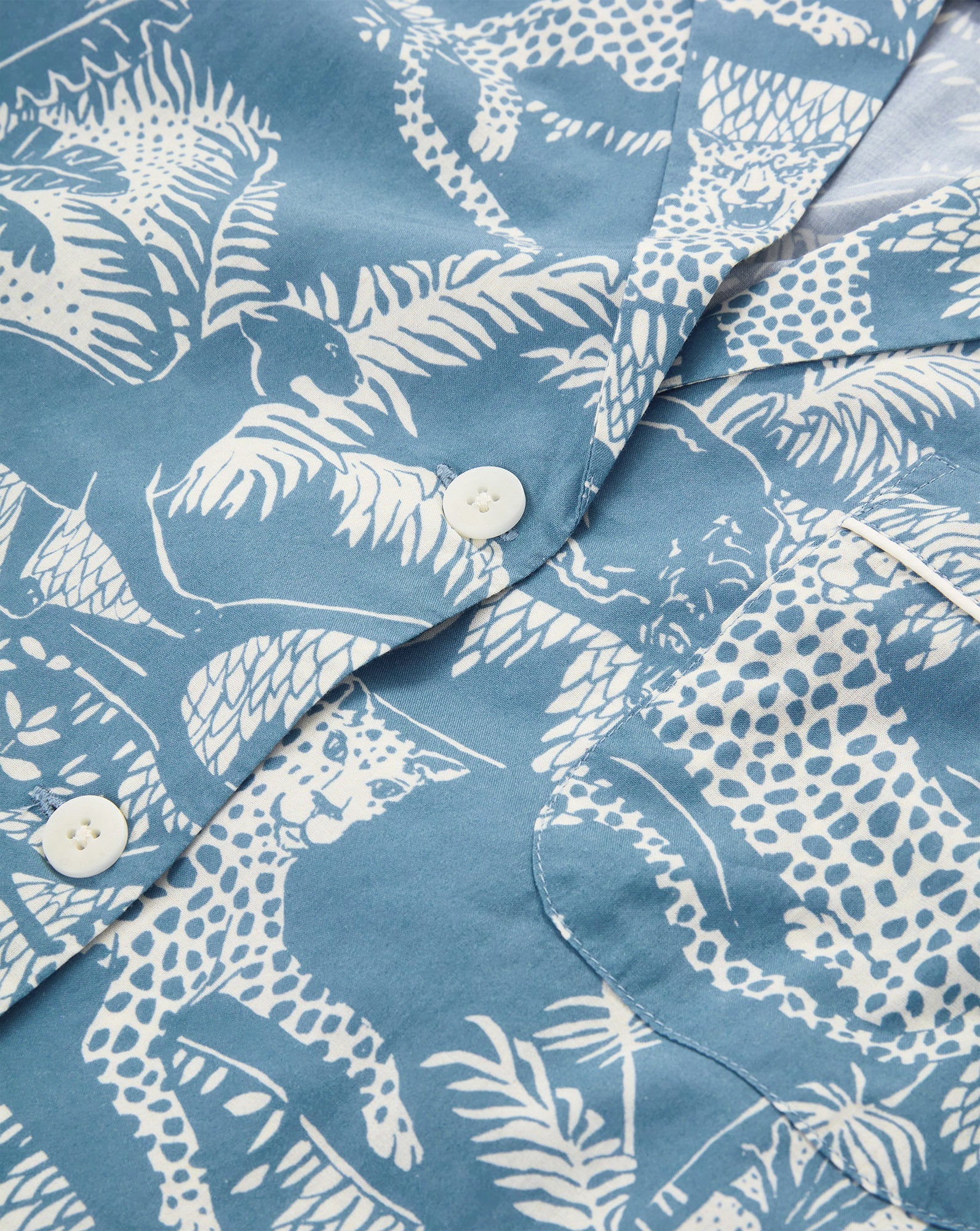 Long-Sleeve Cotton Pajama Set in Jasper Blue