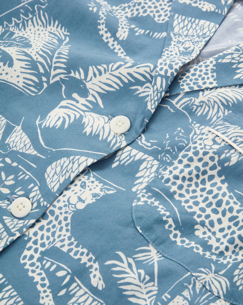 Long-Sleeve Cotton Pajama Set in Jasper Blue