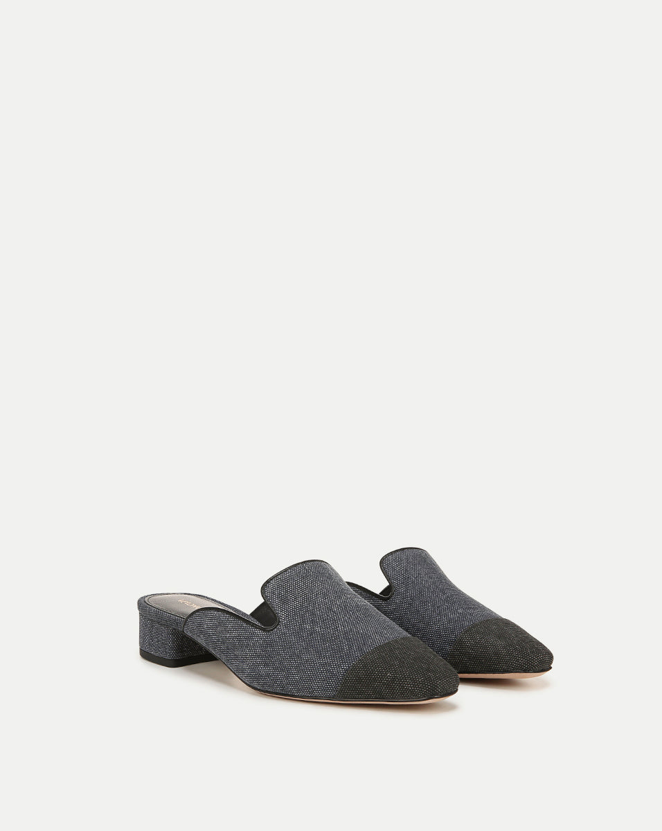 Cecile Denim Cap-Toe Mules