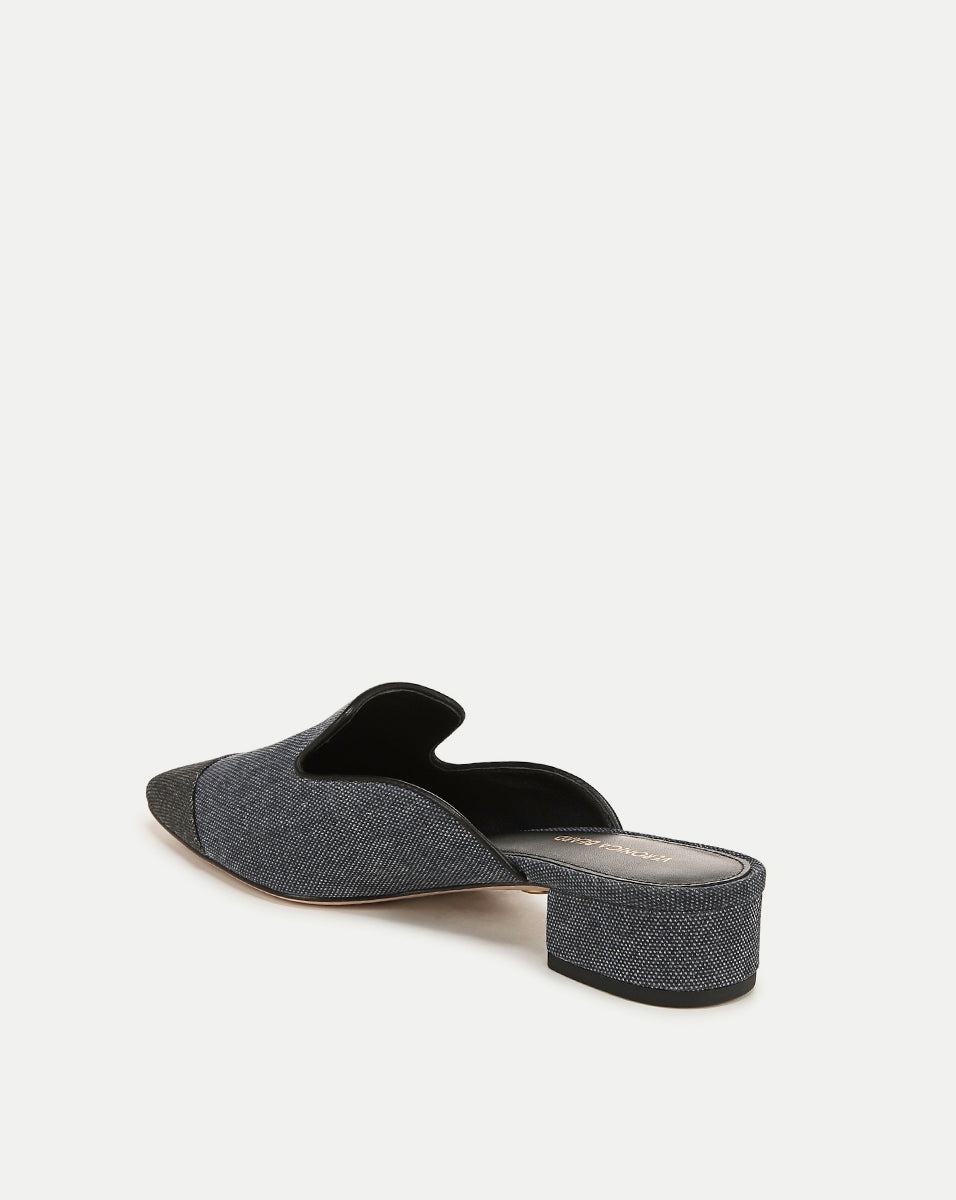 Cecile Denim Cap-Toe Mules