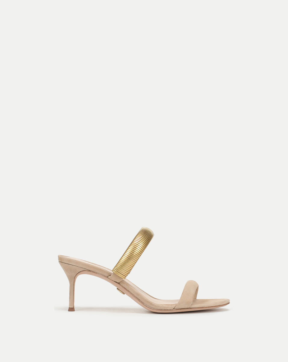 Tobin Gold Band Sandal in Beige Sand